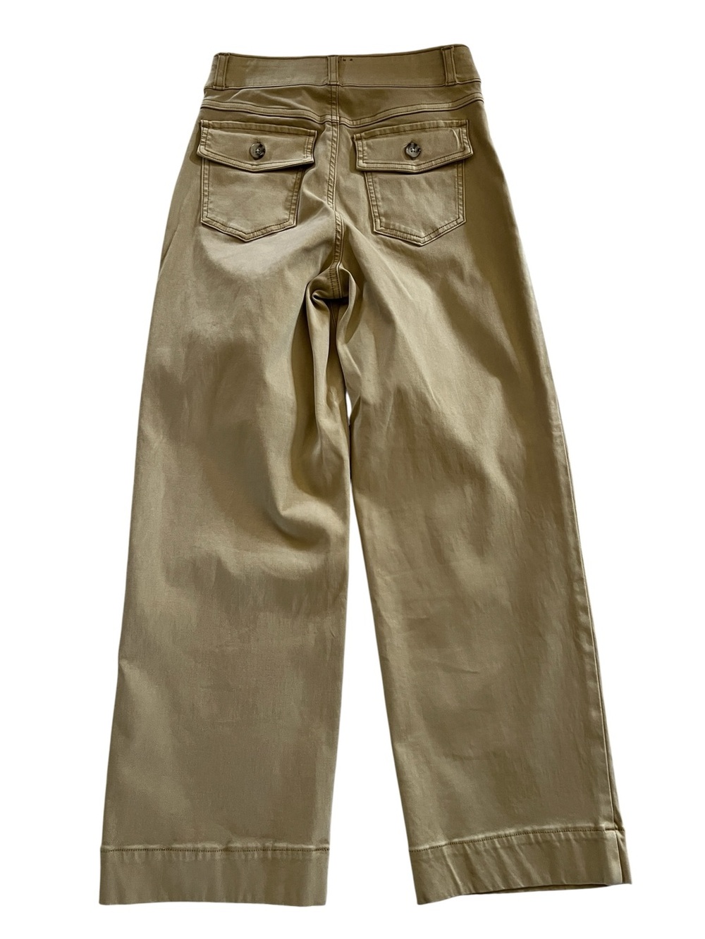 SPANX Khaki Wide Leg Cropped Utility Pants Shaping Stretch Small - Picture 3 of 6